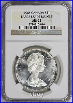 Canada 1965 S$1 Silver Large Beads Blunt 5 NGC MS 63 GEM $148.88