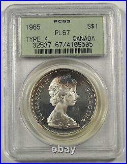 Canada 1965 Type 4 Prooflike Silver Dollar Pcgs Pl67 109505 Old Holder