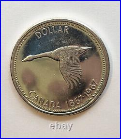 Canada 1967 Goose Partial Diving Rotated Dies CH PL Silver Dollar C9548
