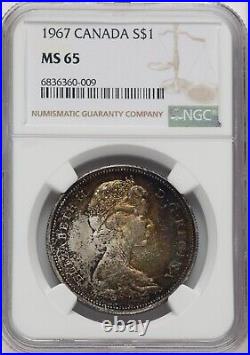 Canada 1967 Silver Dollar NGC MS65 INCREDIBLE TONING