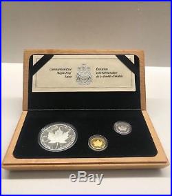 Canada 1979-89 Commemorative Maple Leaf Set Silver, Platinum, Gold 9999 COA