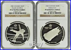 Canada 1985-1987 Set 10 Silver Coins Calgary Olympic Winter Games NGC PF66-68