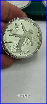 Canada 1988 Calgary Winter Olympic PROOF Silver Coin Set 8 Coins with box & COA