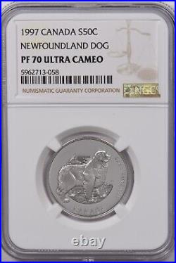 Canada 1997 50 Cents Silver NGC Proof 70 Ultra Cameo Perfect 70 Newfoundland Dog