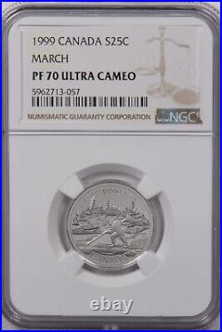 Canada 1999 25 Cents Silver NGC Proof 70 Ultra Cameo March Perfect 70 NG1591 com