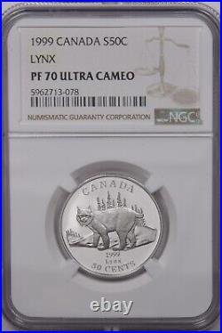 Canada 1999 50 Cents Silver NGC Proof 70 Ultra Cameo LYNX NG1670 combine shippin