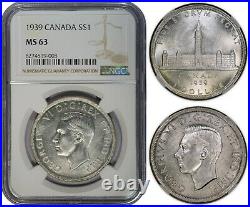 Canada $1 1939 Silver (ngc Ms63) Premium Quality