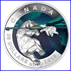 Canada 1 Oz Silver $20 Dollars Coin, GEOMETRY IN ART Bear and Cub, 2016