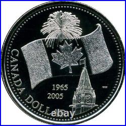 Canada 2005 Proof Silver Dollar National Flag + 2004 Specimen Set FREE POST