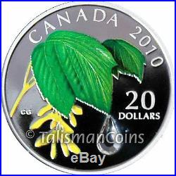 Canada 2010 Color $20 Silver Proof Maple Leaf SML with Swarovski Crystal Raindrop