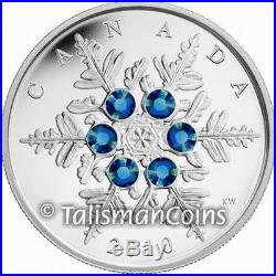 Canada 2010 Crystal Snowflake $20 Pure Silver Proof with BLUE Swarovski Crystals