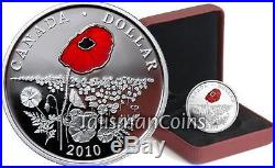 Canada 2010 Poppy $1 Silver Proof Color Enamel Proof Veterans Armistice Day