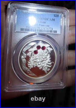 Canada 2010 XMAS Pinecone RUBY Swarovski Crystal $20 1oz 9999 Silver PCGS PR69