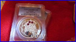 Canada 2010 XMAS Pinecone RUBY Swarovski Crystal $20 1oz 9999 Silver PCGS PR69