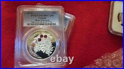 Canada 2010 XMAS Pinecone RUBY Swarovski Crystal $20 1oz 9999 Silver PCGS PR69