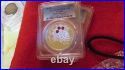 Canada 2010 XMAS Pinecone RUBY Swarovski Crystal $20 1oz 9999 Silver PCGS PR69