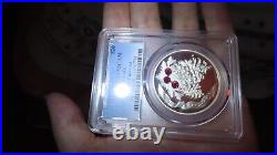 Canada 2010 XMAS Pinecone RUBY Swarovski Crystal $20 1oz 9999 Silver PCGS PR69