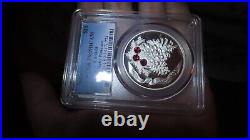 Canada 2010 XMAS Pinecone RUBY Swarovski Crystal $20 1oz 9999 Silver PCGS PR69