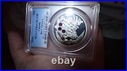 Canada 2010 XMAS Pinecone RUBY Swarovski Crystal $20 1oz 9999 Silver PCGS PR69