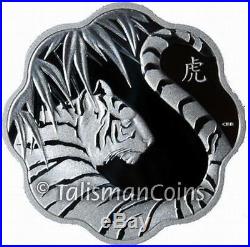 Canada 2010 Year of the Tiger Chinese Lunar Zodiac $15 Lotus Shaped Silver Proof