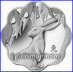 Canada 2011 Year of Rabbit Chinese Lunar Zodiac $15 Lotus Shaped Silver Proof