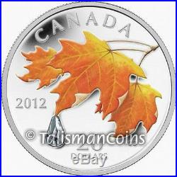 Canada 2012 Color $20 Silver Maple Leaf Autumn SML with Swarovski Crystal Raindrop