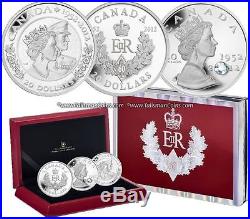 Canada 2012 Queen Elizabeth II 60th Jubilee 3 Coin $20 Pure Silver Proof Set