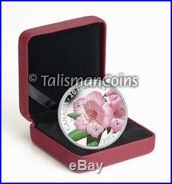 Canada 2012 Rhododendron $20 Pure Silver Proof with Swarovski Crystal Dewdrops