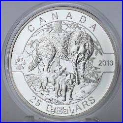Canada 2013 $25 Wolf Family O Canada Series 1 oz 99.99% Pure Silver Proof