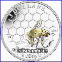 Canada 2013 Animal Architects 1 Honey Bee Honeycomb + Hive $3 Pure Silver Proof
