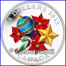 Canada 2013 Holiday Venetian Murano Glass Candy Cane $20 1 Oz Pure Silver Proof