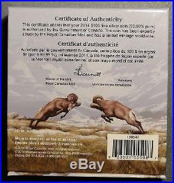 Canada 2014 $100 Bighorn Sheep. 9999 1 oz silver coin Wildlife in Motion series