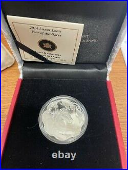 Canada 2014 $15 Year Of The Horse 99.99% Silver Lunar Lotus Proof Coin