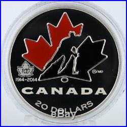 Canada 2014 $20 Hockey Canada 100th Anniversary 1 oz. Color Silver Proof Coin