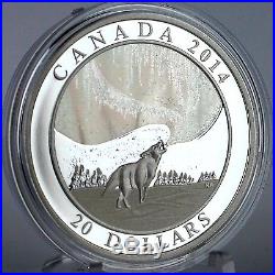 Canada 2014 $20 Howling Wolf & Story of the Northern Lights Hologram 1 oz Silver