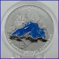 Canada 2014 $20 Lake Superior 1 oz Pure Silver Proof Enameled Great Lakes Series