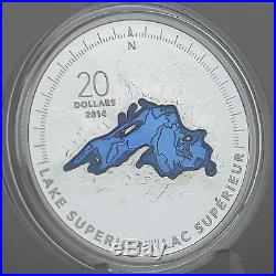 Canada 2014 $20 Lake Superior 1 oz Pure Silver Proof Enameled Great Lakes Series
