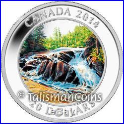 Canada 2014 Autumn Waterfalls & River Rapids $20 Pure 1 Oz Silver Color Proof
