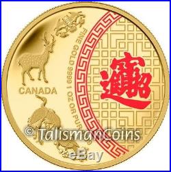 Canada 2014 Five Blessings Good Fortune $50 1 Oz Pure Gold Proof MINTAGE 350