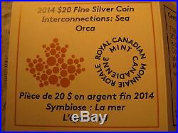 Canada 2014 Interconnections Sea-The Orca $20 Hologram Rare Silver Coin