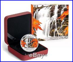Canada 2014 Stunning Nature 3 Autumn Falls Waterfall $20 Pure Silver Color Proof