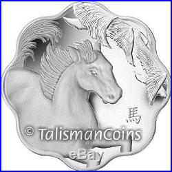 Canada 2014 Year of Horse Chinese Lunar Zodiac $15 Lotus Shaped Silver Proof