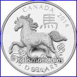 Canada 2014 Year of Horse Chinese Lunar Zodiac $15 Round Pure Silver Proof