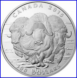 Canada 2015 $100 for $100 Canadian Muskox Wild Life in Motion 1oz Silver Coin