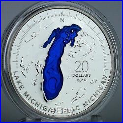 Canada 2015 $20 Lake Michigan 1 oz. Pure Silver Uncirculated Color Proof Coin