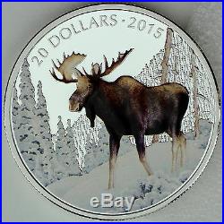 Canada 2015 $20 The Majestic Moose 1 oz. 99.99% Pure Silver Color Proof