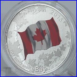Canada 2015 $25 Canada Flag 50th Anniversary Pure Silver Color Uncirculated Coin