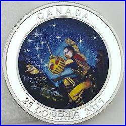 Canada 2015 $25 Wounded Bear 1 Oz. Pure Silver Glow-in-the-Dark Color Proof Coin