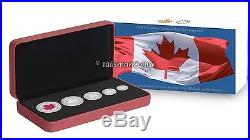 Canada 2015 5 Coin Silver Maple Leaf Reverse Proof Incuse Set w Red Enamel 1 Oz