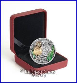 Canada 2015 Baby Animals #3 Burrowing Owl Chick & Mother $20 Pure Silver Proof